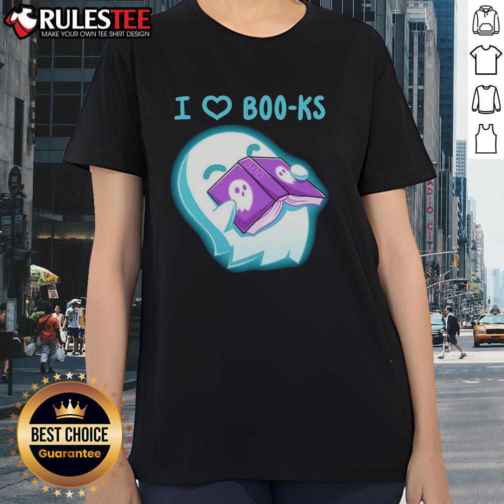 Cute Ghost Book I Heart Boo-ks T-Shirt - Image 3