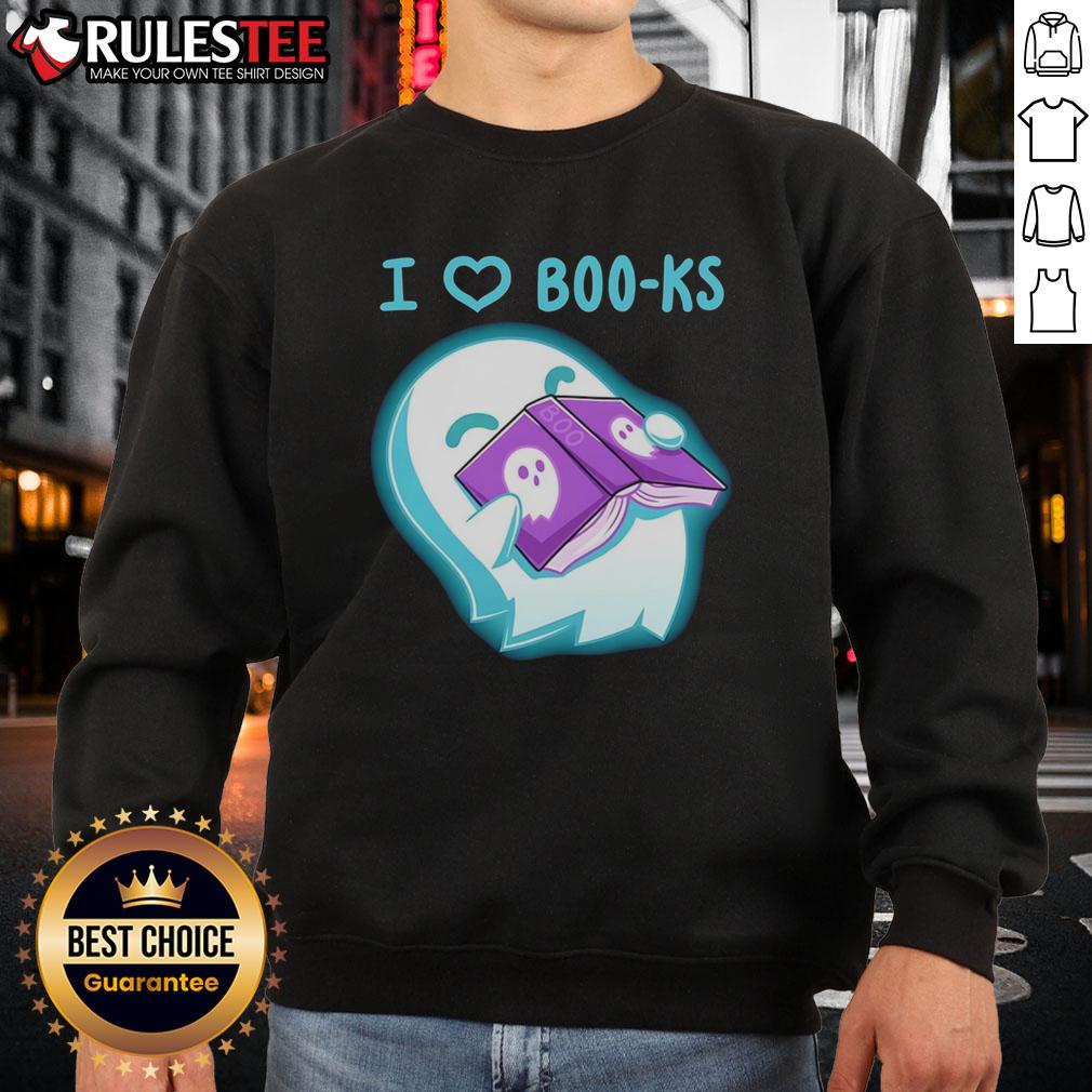 Cute Ghost Book I Heart Boo-ks T-Shirt - Image 5