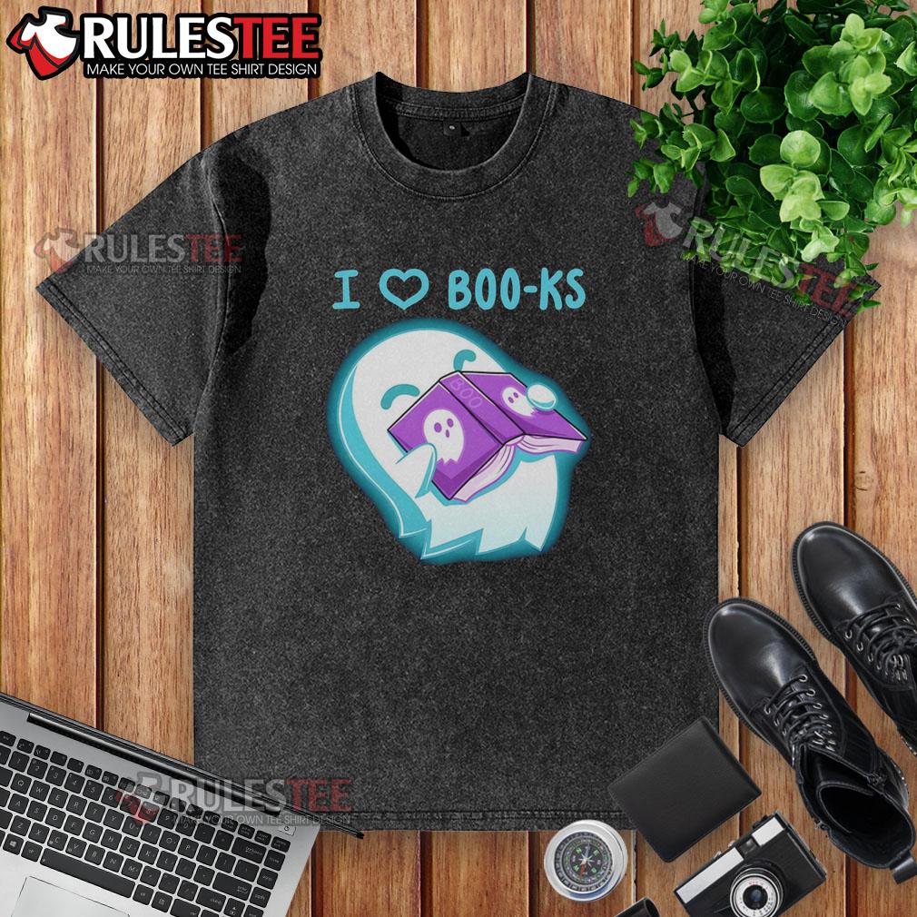 Cute Ghost Book I Heart Boo-ks T-Shirt - Image 6