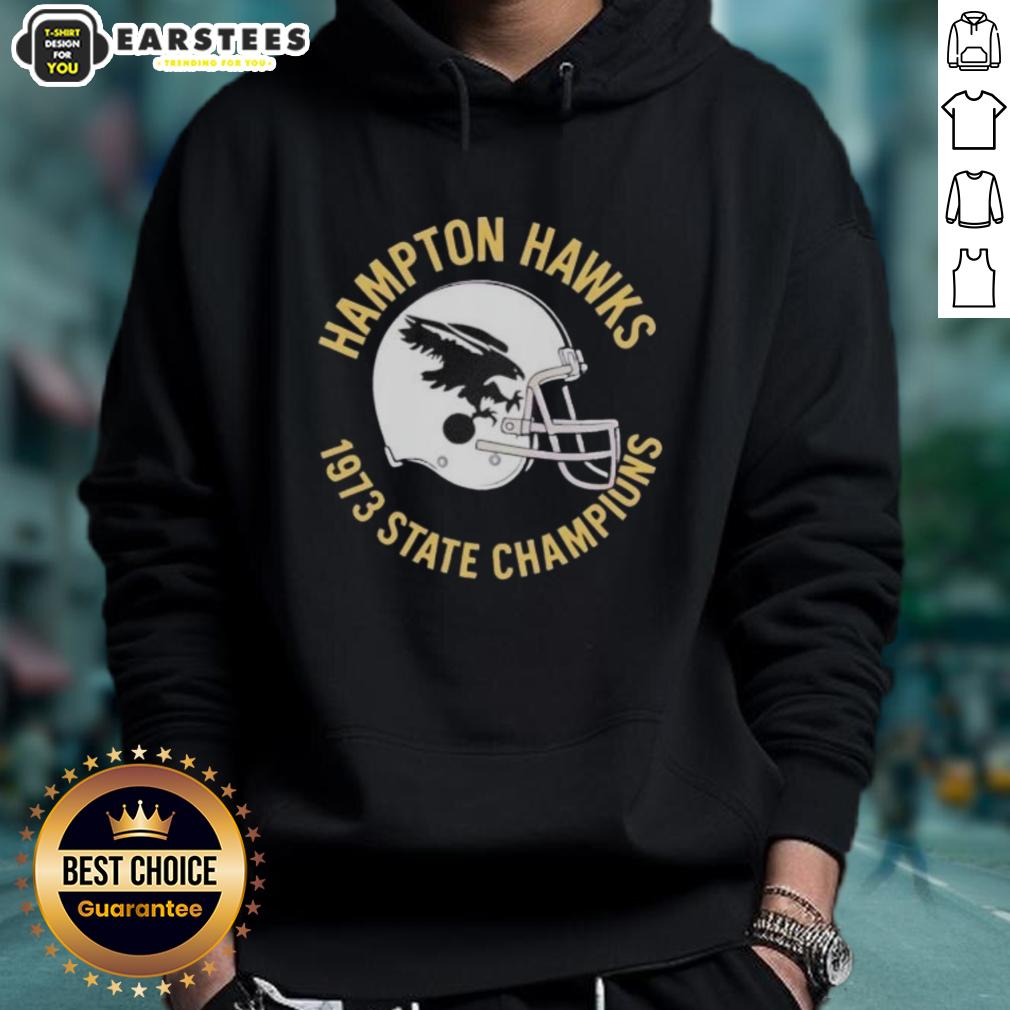 Nice Hampton Hawks 1973 State Champions Helmet T-Shirt - Image 2