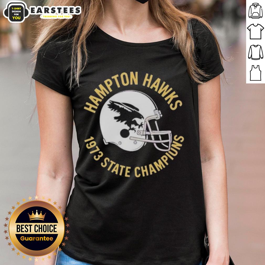 Nice Hampton Hawks 1973 State Champions Helmet T-Shirt - Image 3