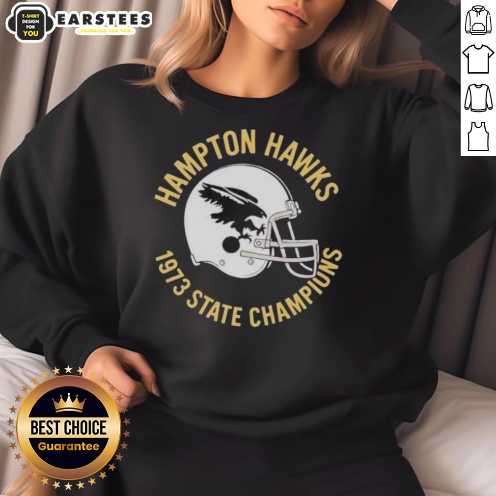Nice Hampton Hawks 1973 State Champions Helmet T-Shirt - Image 5