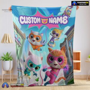 Official Disney Junior SuperKitties Chibi Cute Fleece Blanket Customize Blanket