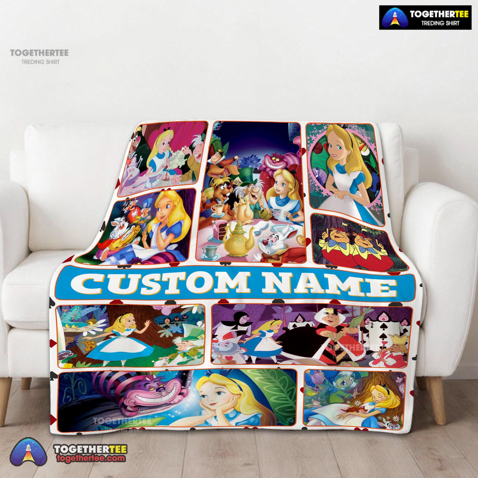 Official Disney Alice In Wonderland Adventure Collage Blanket Fleece Customized Blanket - Image 2
