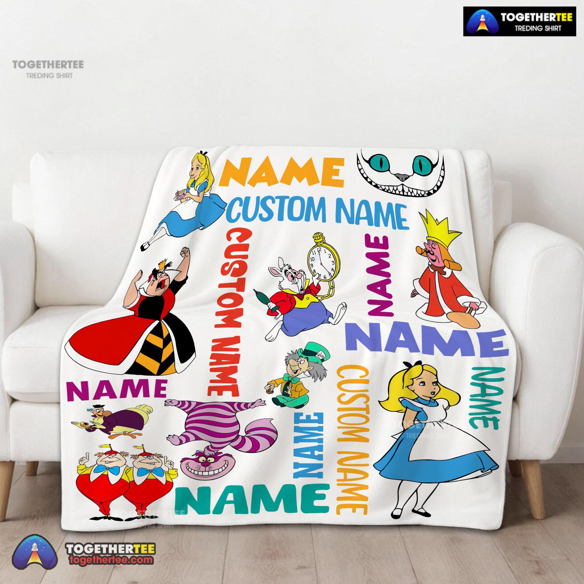 Official Disney Alice In Wonderland All Character Blanket Fleece Customized Blanket - Image 2