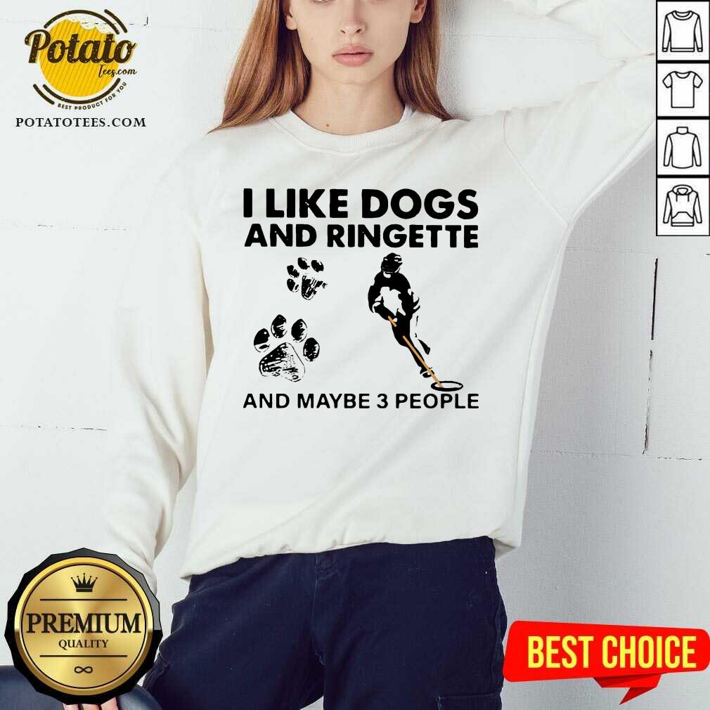 Pretty I Like Dogs And Ringette And Maybe 3 People Shirt - Image 4