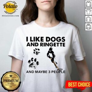 Alternative view of Pretty I Like Dogs And Ringette And Maybe 3 People Shirt