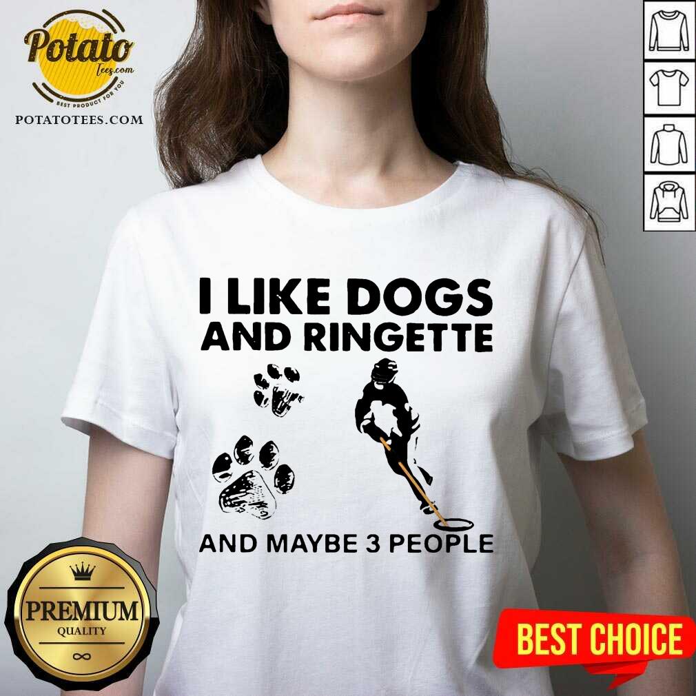 Pretty I Like Dogs And Ringette And Maybe 3 People Shirt - Image 2