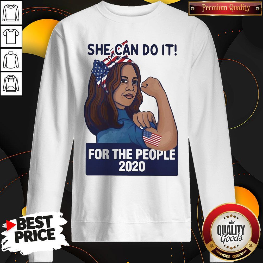 Premium She Can Do It For The People 2020 Lady American Flag Shirt - Image 2