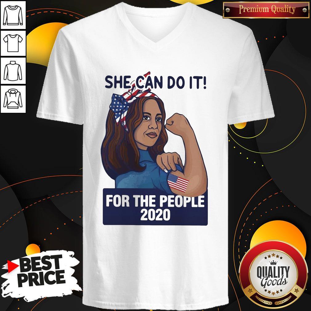 Premium She Can Do It For The People 2020 Lady American Flag Shirt - Image 4