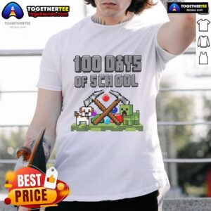 Official 100 Days Of School Minecraft Gaming Pixel T-Shirt
