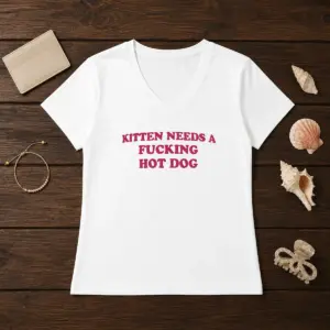 Alternative view of Awesome Needs A Fucking Hot Dog Kitten Shirt