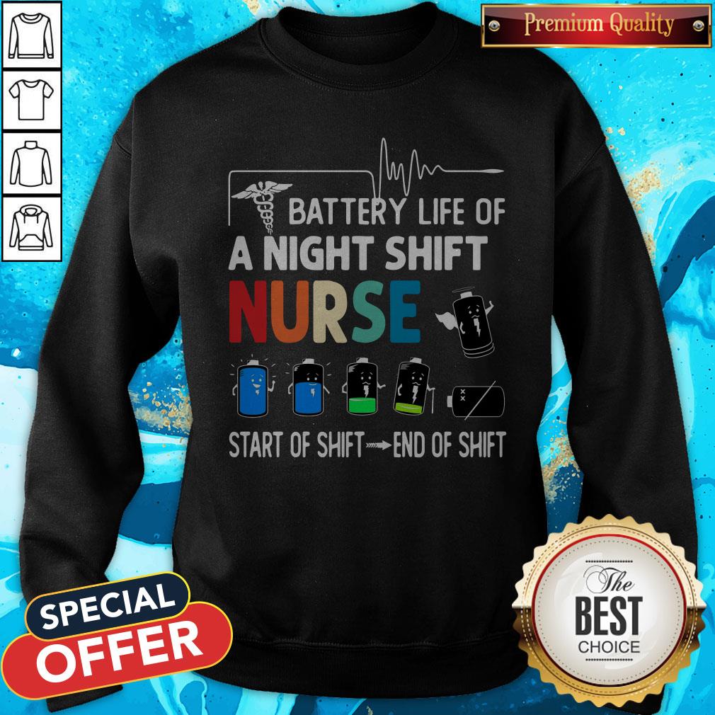Battery Life Of A Night Shift Nurse Start Of Shift End Of Shift Shirt - Image 4