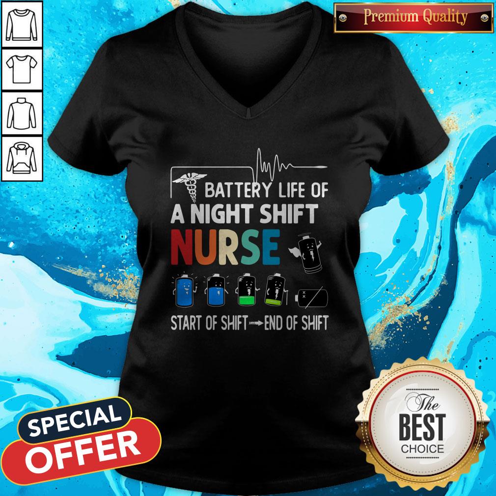 Battery Life Of A Night Shift Nurse Start Of Shift End Of Shift Shirt - Image 2