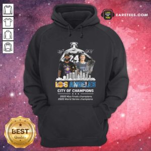 Alternative view of Pretty Kobe Bryant LeBron James And Corey Seager Los Angeles Lakers Dodgers City Of Champions 2020 Signatures Shirt