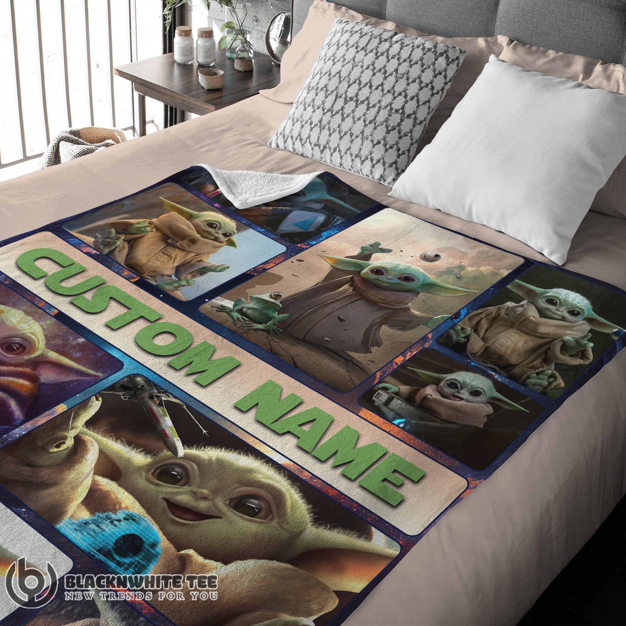 Perfect Pretty Star Wars Baby Yoda Collage Blanket Fleece Customized Blanket - Image 3