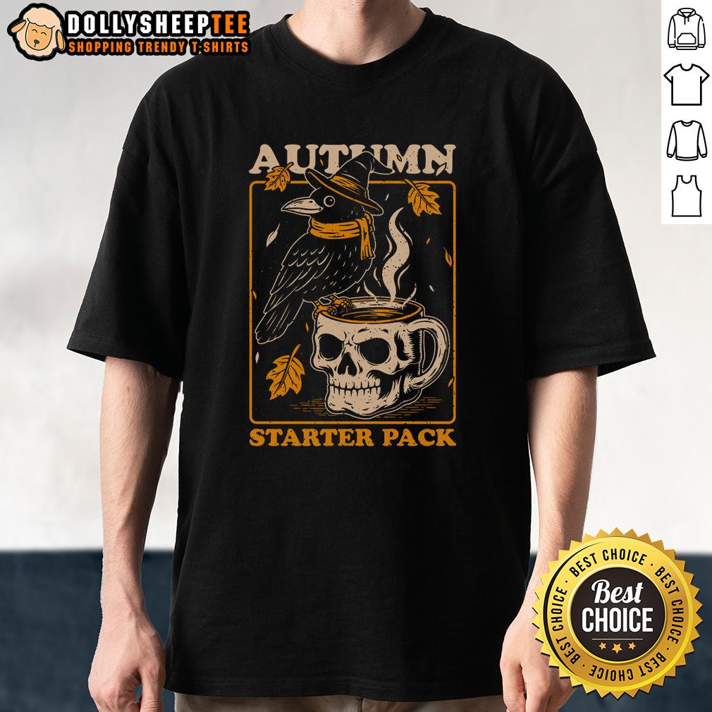 Awesome Crow Autumn Coffee Starter Pack Skull T-Shirt
