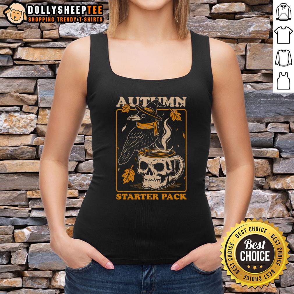 Awesome Crow Autumn Coffee Starter Pack Skull T-Shirt - Image 4