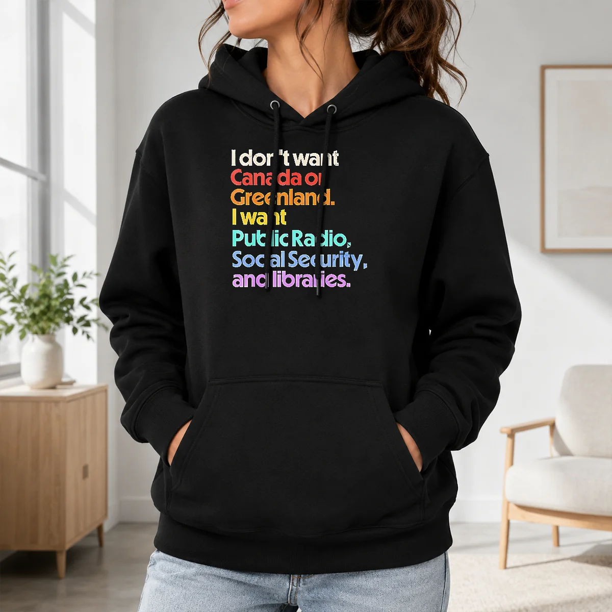 Official I Don't Want Canada Or Greenland I Want Public Radio Social Security And Libraries Shirt - Image 7