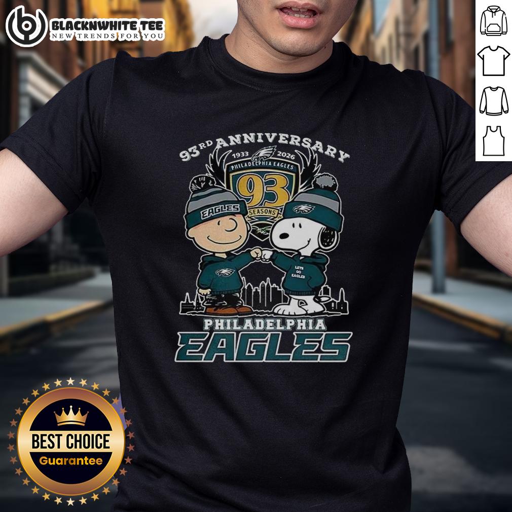 Awesome Snoopy Touch Hands Charlie Brown X Philadelphia Eagles 93rd Anniversary 1933-2026 T-Shirt