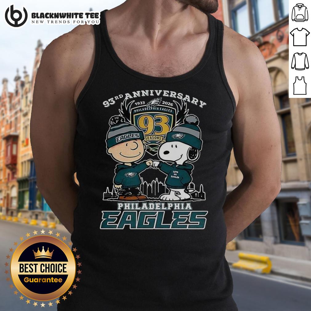 Awesome Snoopy Touch Hands Charlie Brown X Philadelphia Eagles 93rd Anniversary 1933-2026 T-Shirt - Image 4