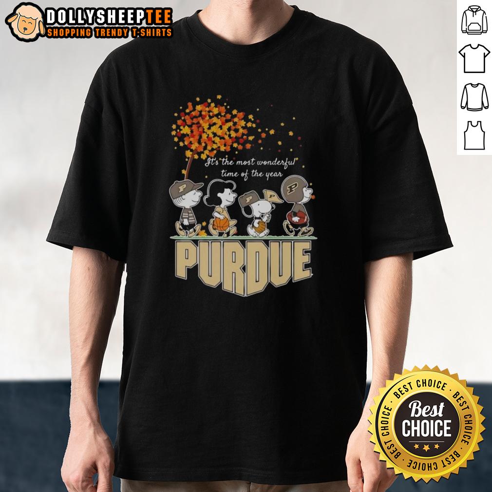 Nice Snoopy And Friends Purdue It's The Most Wonderful Time Of The Year Autumn T-Shirt