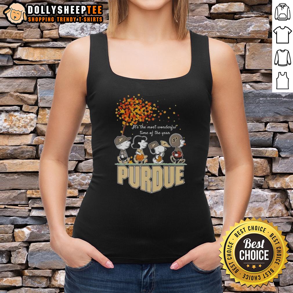 Nice Snoopy And Friends Purdue It's The Most Wonderful Time Of The Year Autumn T-Shirt - Image 4
