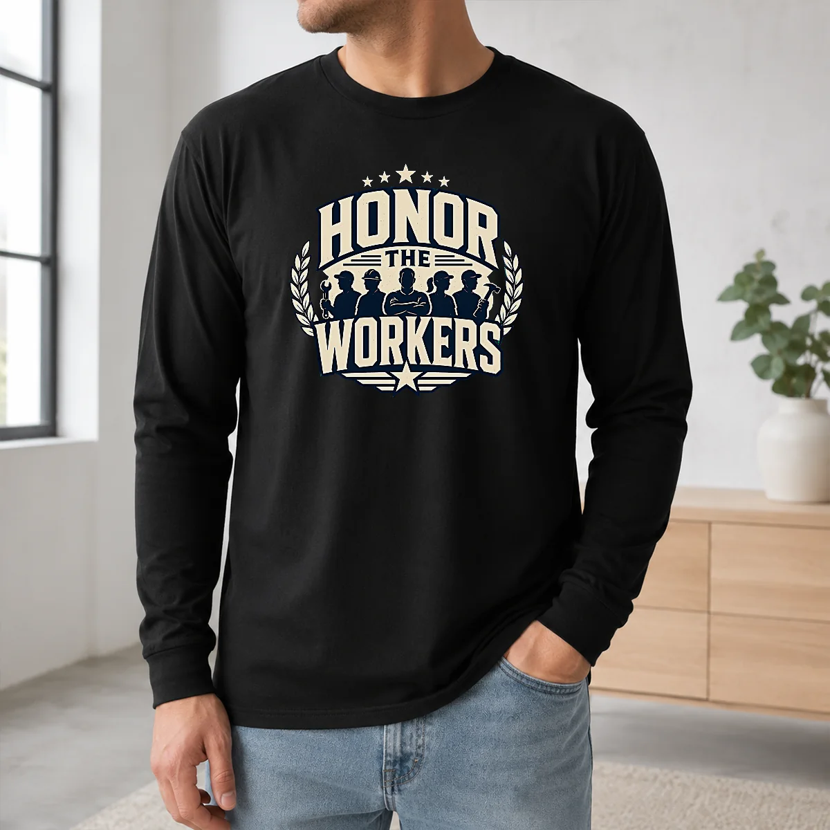 Funny Hot Labour Day Honor The Workers Silhouette Shirt - Image 5
