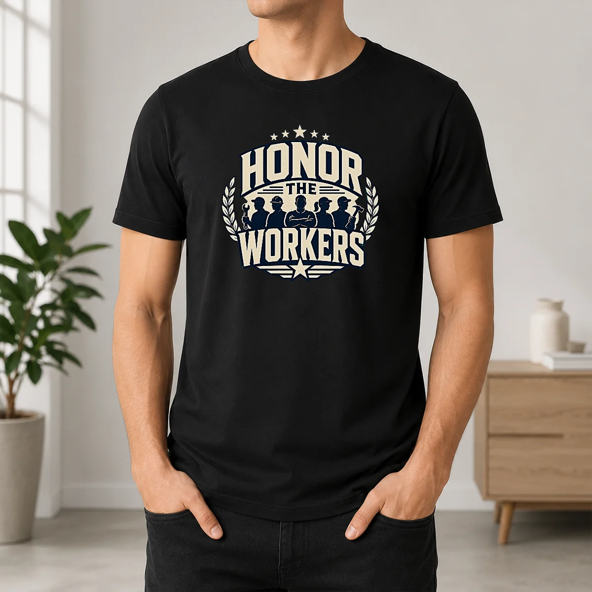 Funny Hot Labour Day Honor The Workers Silhouette Shirt