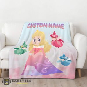 Alternative view of Good Disney Chibi Aurora Sleeping Beauty Pastel-Colored Blanket Fleece Customized Blanket