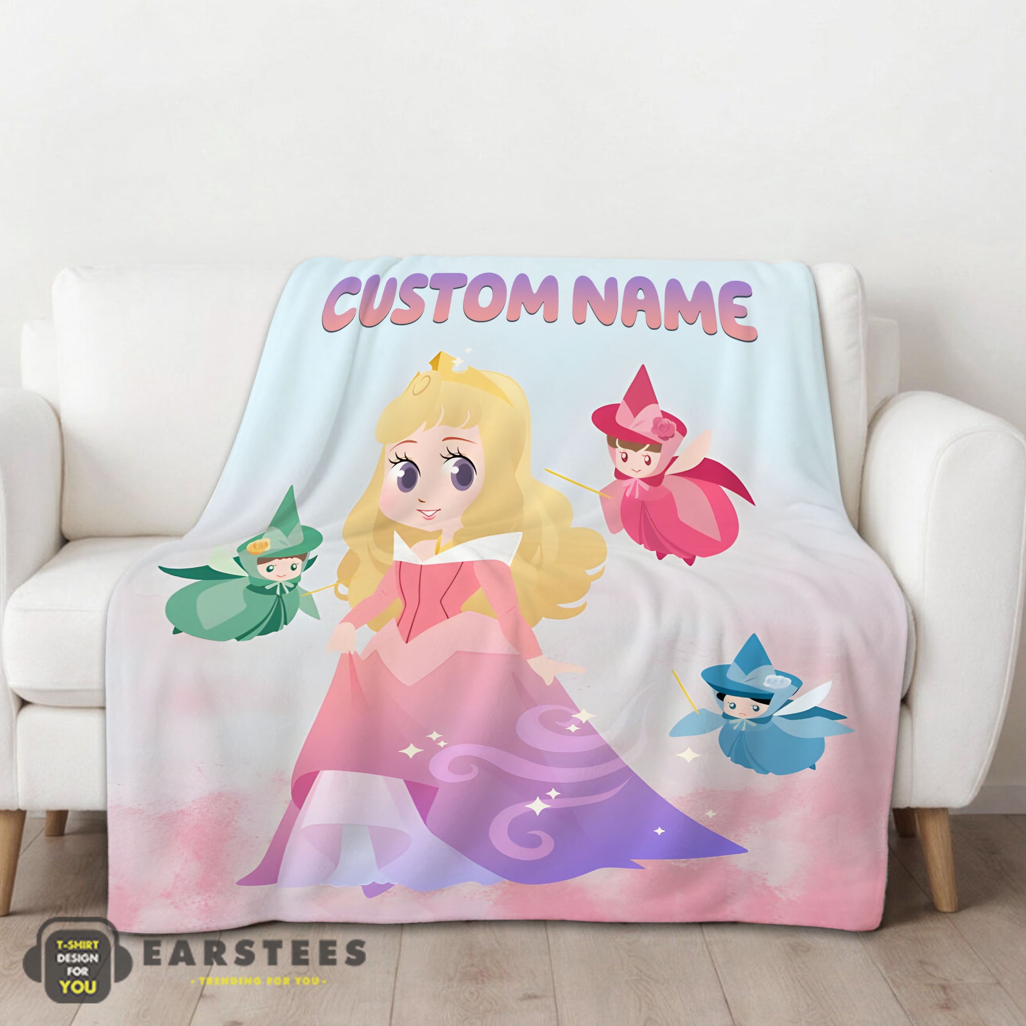 Good Disney Chibi Aurora Sleeping Beauty Pastel-Colored Blanket Fleece Customized Blanket - Image 2
