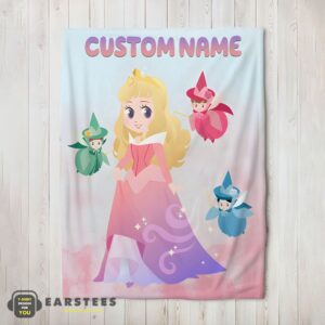 Good Disney Chibi Aurora Sleeping Beauty Pastel-Colored Blanket Fleece Customized Blanket