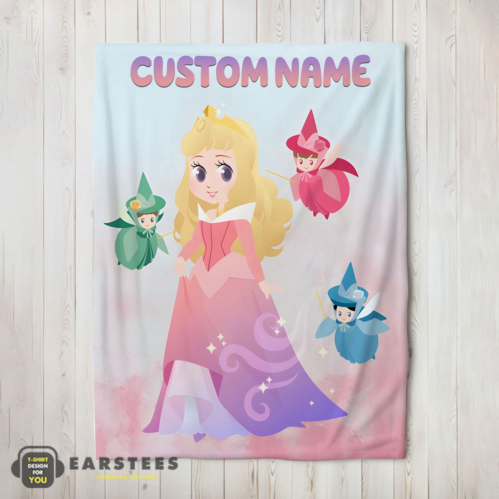 Good Disney Chibi Aurora Sleeping Beauty Pastel-Colored Blanket Fleece Customized Blanket
