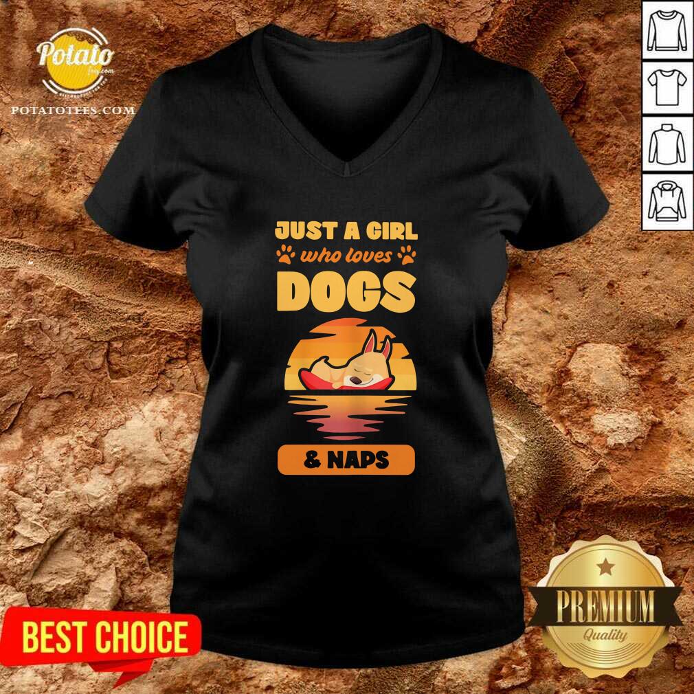 Funny Just A Girl Who Loves Dogs And Naps Shirt - Image 2