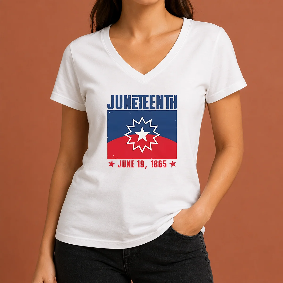 Nice Juneteenth Red White Blue Freedom Flag 1865 Emancipation Day Shirt - Image 2