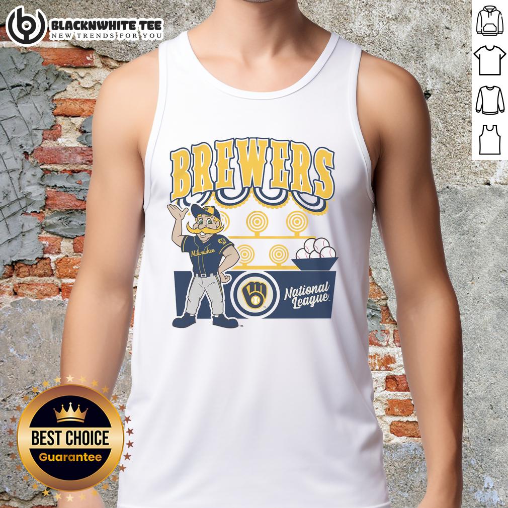 Top Mitchell & Ness Cream Milwaukee Brewers Step Back Up T-Shirt - Image 4
