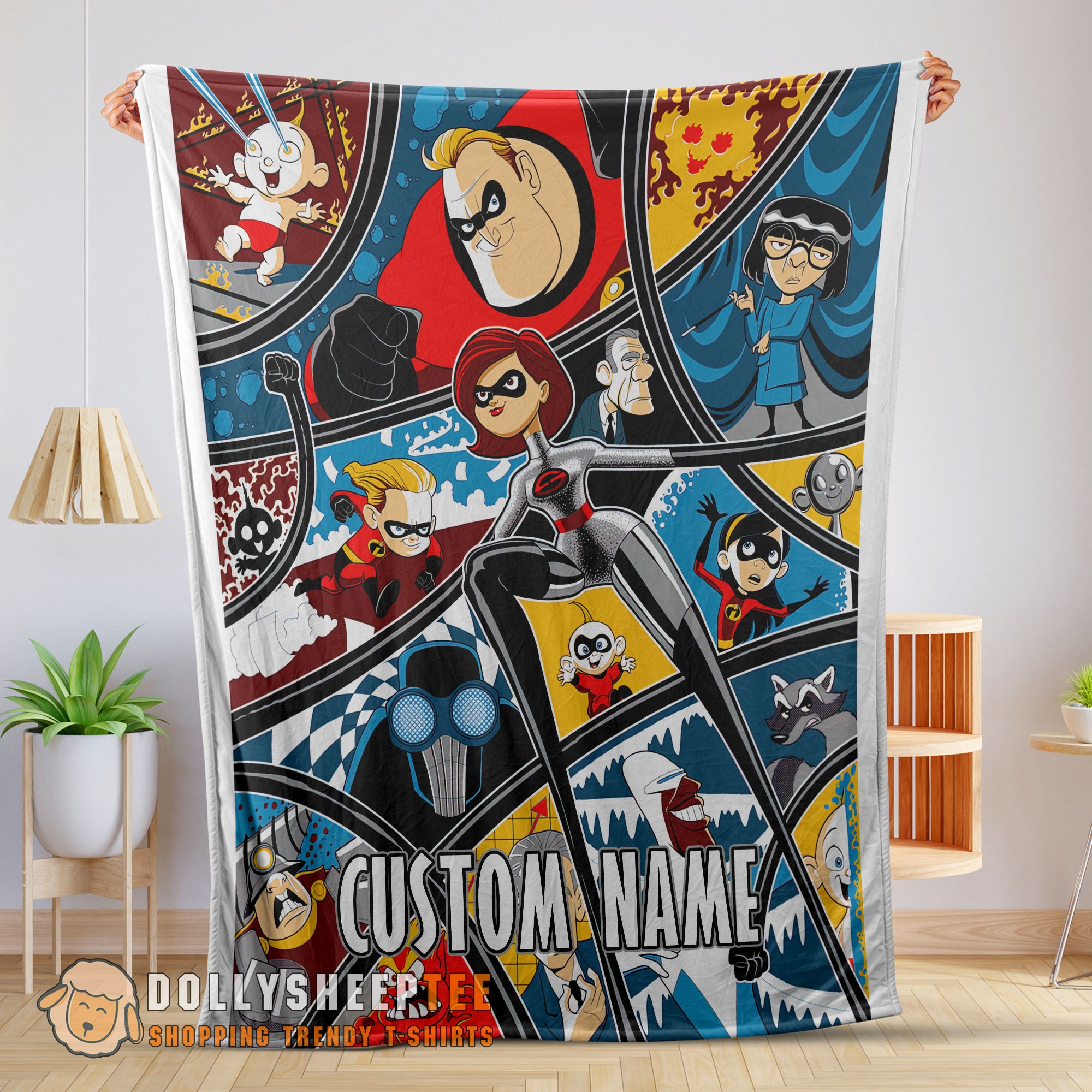 Perfect Disney Cartoon The Incredibles Tapestry Blanket Fleece Customized Blanket