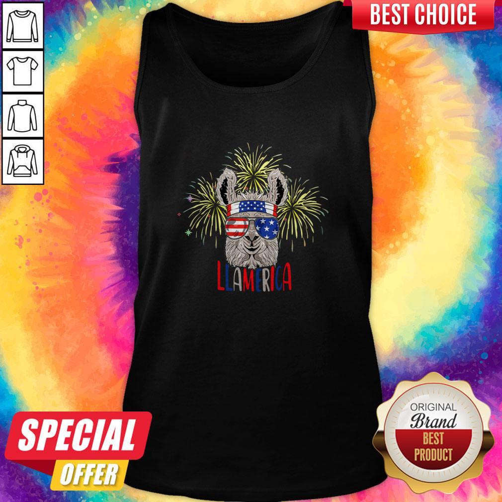 Official Llama Llalmerica American Flag 4th Of July Shirt - Image 4