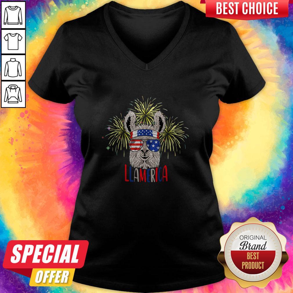 Official Llama Llalmerica American Flag 4th Of July Shirt - Image 3