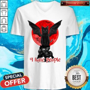 Alternative view of Top Skull Black Cat I Hate People Shirt