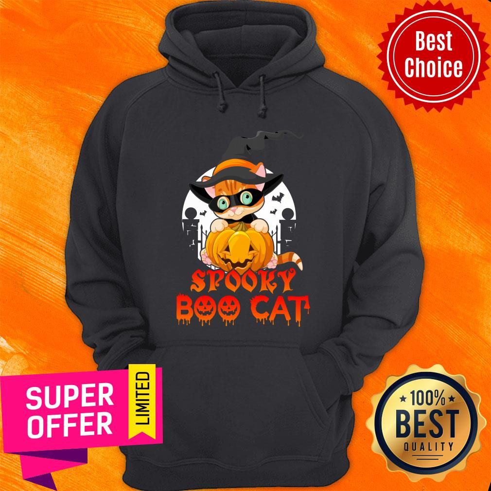Witch Cat Hug Pumpkin Spooky Boo Cat Halloween Shirt - Image 4