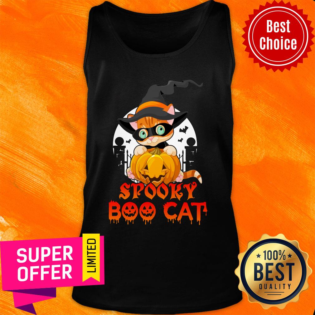 Witch Cat Hug Pumpkin Spooky Boo Cat Halloween Shirt - Image 2