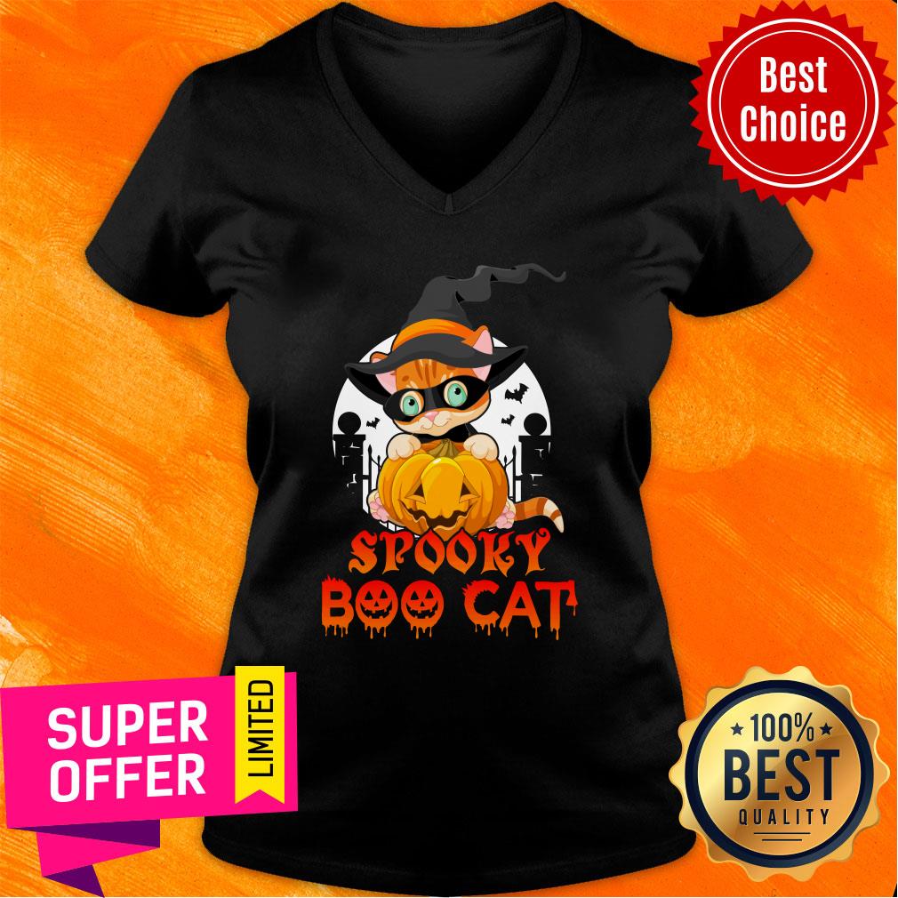 Witch Cat Hug Pumpkin Spooky Boo Cat Halloween Shirt - Image 5