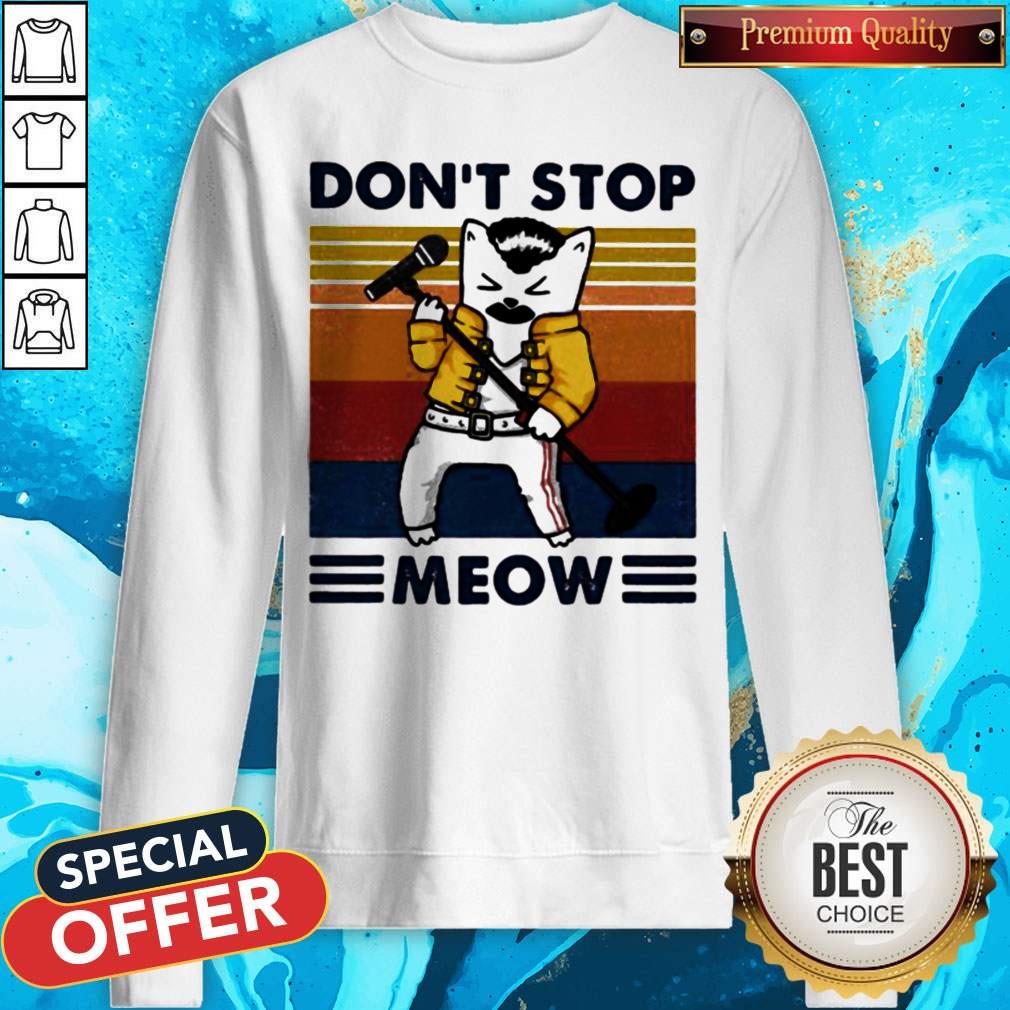 Freddie Mercury Don't Stop Meow Vintage Retro Shirt - Image 2