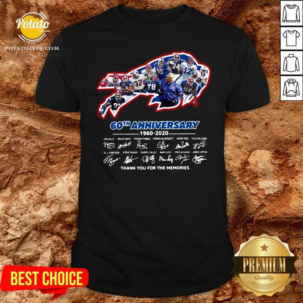 Official Buffalo Bills 60th Anniversary 1960-2020 Thank You For The Memories Signatures Shirt