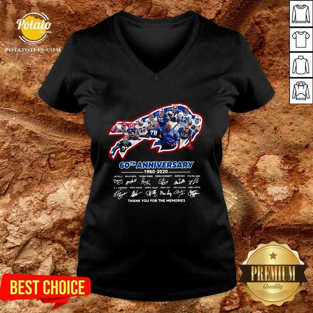 Official Buffalo Bills 60th Anniversary 1960-2020 Thank You For The Memories Signatures Shirt - Image 2