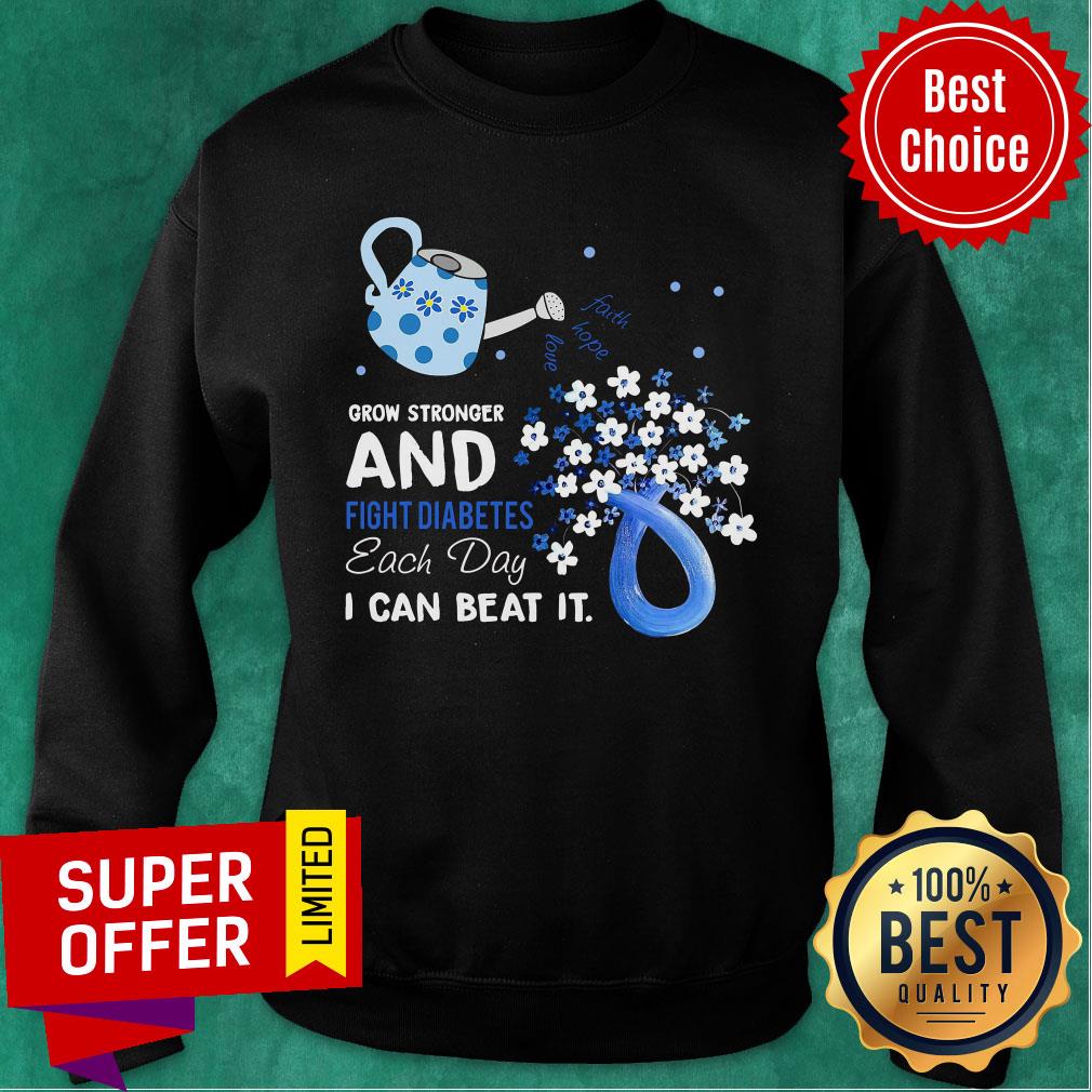 Blue Grow Stronger And Fight Diabetes Each Day I Can Beat Shirt - Image 5