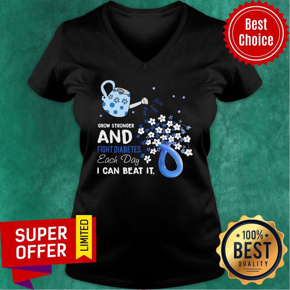 Blue Grow Stronger And Fight Diabetes Each Day I Can Beat Shirt - Image 3