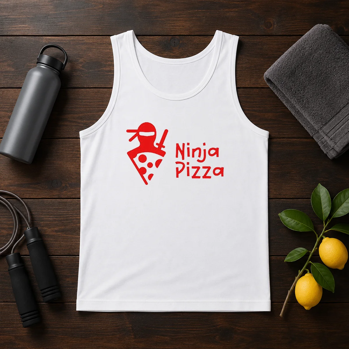 Official Ninja Pizza Martial Arts Character Food Illustration Shirt - Image 3