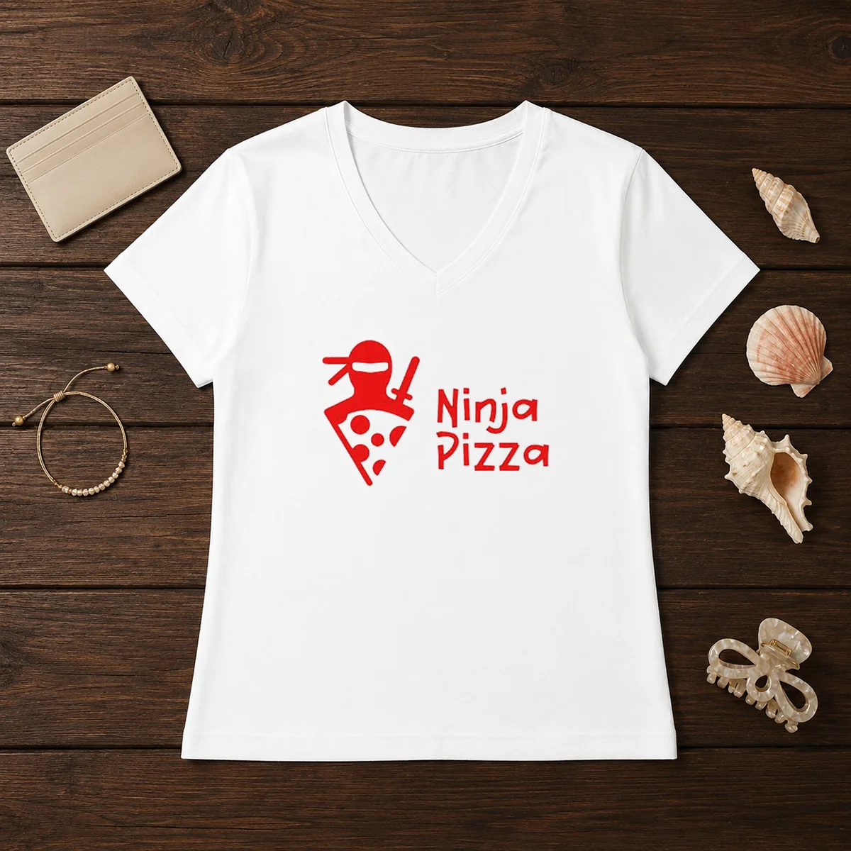 Official Ninja Pizza Martial Arts Character Food Illustration Shirt - Image 2